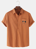 Abstrait Souris Imprimer Couleur Unie Poche Poche Bouton Up Coton Chemises À Manches Courtes