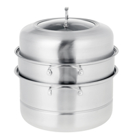 Acier inoxydable multifonction à trois couches avec grille à la vapeur épaississant le pot de soupe profond de grande ca