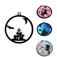 Acrylique BRICOLAGE Cadre Lunette Pendentif Noir En Plastique UV Résine Boîte De Noël Décoration Cadeau 8 Motif avec Tro