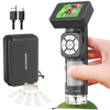 AD112 Portable Pocket 500X Microscope Kit 2-inch LCD Screen Handheld Digital Microscope with 8 Adjustable LED Lights Sup