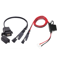 Adaptateur 12V-24V 2.1A SAE à USB avec harnais de batterie Chargeur étanche pour moto