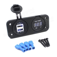 Adaptateur de chargeur USB double moto LED Indicateur Volt Meterr