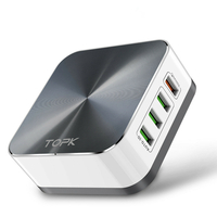 Adaptateur secteur chargeur USB TOPK 50W Quick Charge 3.0 8 ports pour tablette smartphone Samsung