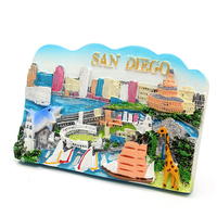 Aimant de réfrigérateur en résine Souvenir touristique Aimant de réfrigérateur 3D en résine de voyage préféré San Diego