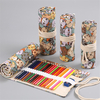 AINIBABY 24/36/48/72 couleurs ensemble de crayons de couleur hydrosolubles rétro mignon motif de chat sac à crayons inté