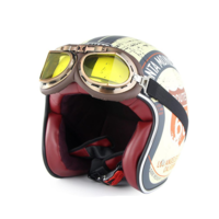 AINSI LHOMME Rétro Demi Visage Casque Sécurité Moto Scooter Vintage Motos Casquet Équitation Pour Hommes Et Femmes