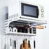 Aluminium Four à micro-ondes Montage mural Four à micro-ondes Cuisine Bureau Organisateur Racks 2 couche Four Stand Cuis