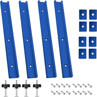Aluminum Alloy T-Track 400mm Blue with Self Tapping Screws M8 Handles M8/M6 T-Track Sliding Nuts for Woodworking Workben