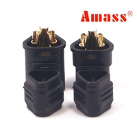 Amass MT30 2mm Banana Plug Connecteur à trois trous Noir Mâle et Femelle 1 Paire