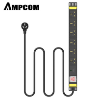 AMPCOM PDU Cabinet Prise de courant 6 bits 10A Commutateur + Clignotant Protection Trou polyvalent 3 mètres