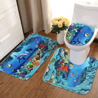 An Ocean Dolphin salle de bains ensemble de tapis piédestal tapis couvercle couvercle de toilette Set de tapis de bain