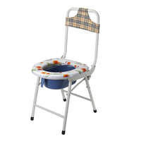 Aîné pliant douche en acier inoxydable toilettes salle de bain chevet chaise de commode pot