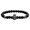 Ancien Agate noire perlée Bracelet Punk Lion Head Bracelet réglable pour les hommes