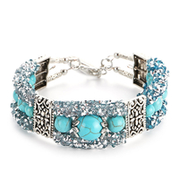 Ancien Colorful Strass Perles Bracelet Turquoise Bracelet Bracelet cadeau pour les femmes