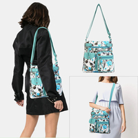 Angel Kiss femmes PU cuir multicolore impression étanche multi-poches anti-vol sac à bandoulière sac à bandoulière