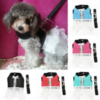 Animal de compagnie chien chat chiot Soft dentelle Oxford tissu robe jupe vêtements gilet harnais