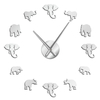 Animaux de la jungle éléphant bricolage grande horloge murale décor à la maison design moderne effet miroir géant sans c