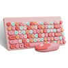 Anivia G86 Combo Clavier Souris Sans Fil 2.4GHz Sans Fil 84 Touches Macaron Chocolat Rond Keycaps Clavier Bureau Souris