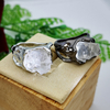 Anneau de minerai de cristal naturel irrégulier géométrique vintage anneaux de doigt de pierres précieuses transparentes