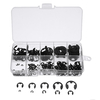 Anneau de retenue de circlips de type E en acier au manganèse 300PCS,  combinaisons de 1, 5 à 10 mm,  noir