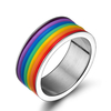 Anneau en silicone de mode bague en acier inoxydable arc en ciel pour les femmes hommes LGBT Bande bijoux unisexe
