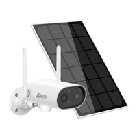 Anran 2K WIFI Caméra de sécurité extérieure à énergie solaire 25m Vision nocturne couleur 180 ° Pan-Tilt IP65 Caméra de