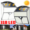 Applique murale de sécurité de jardin à capteur de mouvement infrarouge à lumière solaire 318LED pour patio extérieur