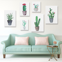 Aquarelle Cactus Toile Peinture Sans Cadre Mural Art Moderne Peinture pour Salon Chambre Salle Détude