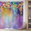 Aquarelle salle de bain décor rideau de douche Colorful fleurs motif imperméable polyester tissu salle de bain rideaux d
