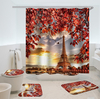 Arbre 3D et tour Eiffel crépuscule imprimé salle de bain imperméable rideau de douche tapis de bain antidérapant tapis p