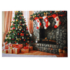 Arbre de noël cheminée cadeaux toile de fond hiver enfants photographie fond tissu Studio accessoires