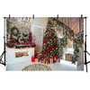Arbre de noël escaliers photographie décors bois plancher cheminée fond tissu pour Photo Studio toile de fond
