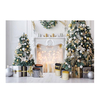 Arbre de noël photographie décors cheminée boîte-cadeau tissu de fond pour Studio Photo toile de fond accessoire