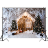 Arbre de noël photographie toile de fond maison en bois flocon de neige hiver Photo fond tissu décoration accessoires