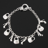 Argenté chaussures sacs pendentif de la chaîne bracelet bijoux des femmes