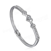 Argent élégant coeur de cristal strass bracelet en forme de bracelet pour les femmes