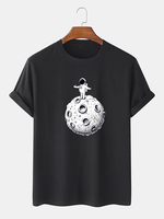 Astronaute de lespace de dessin animé mignon imprimé 100% coton T-shirts à manches courtes
