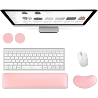 AtailorBird 4Pcs Ensemble de repose-poignet pour clavier Étanche en cuir PU Support de poignet ergonomique en mousse à m