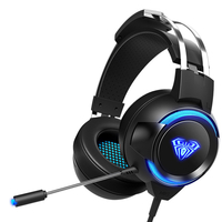 AULA G91 casque de jeu 7.1 canaux 4D son surround stéréo 50mm unité HIFI casque LED lumière 360 ° Omnidirectionnel réduc
