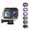 AUSEK AT-S81ER 24MP 4K 60fps Caméra daction Vlog Vidéo SIE 170° Grand Angle IPS Double Écran 30M Étanche 1080P Webc
