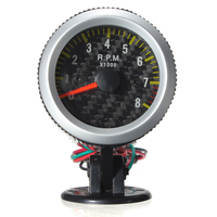 Auto voiture jaune LED rev visage jauge de tachymètre rpm en fibre de carbone