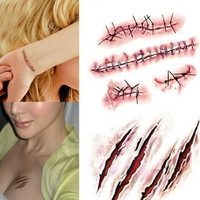 Autocollant de tatouage dHalloween Autocollants amovibles créatifs pour les décorations de fête dHalloween