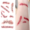 Autocollant de tatouage temporaire Halloween horreur blessure réaliste blessure au sang cicatrice autocollants de tatoua