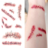 Autocollant de tatouage temporaire Halloween horreur blessure réaliste blessure au sang cicatrice autocollants de tatoua