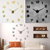Autocollant mural bricolage 3D horloge grande surface miroir surface décor quartz