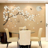 Autocollant mural Cage Oiseau Fleur Arbre Chinois Style Fond DIY amovible