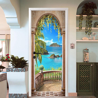 Autocollant mural porte de mur de la mer 3D avec autocollant mural photo autocollant