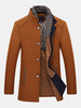 Automne Hiver Casual Slim Fit Col Montant Foulard Détachable Élégant Manteau en Laine Veste pour Hommes