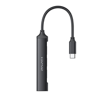 AWEI CL-150T 4-en-1 Type-C Station daccueil Mini adaptateur répartiteur de concentrateur USB-C avec 4 ports USB2.0