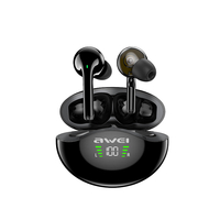 AWEI T12P TWS Écouteurs Bluetooth 5.1 HiFi Stéréo Basses profondes AAC HD Audio 4 Bobine mobile avec 4 klaxons Couplage